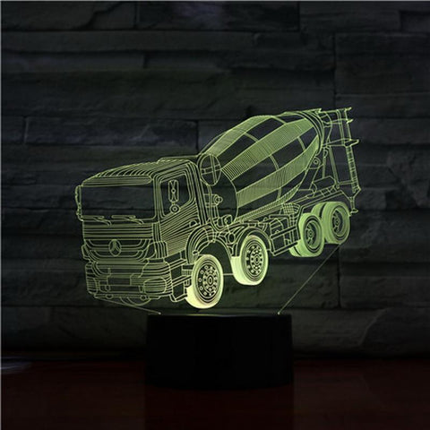 Image of Concrete Agitator Mixer Truck 3D Illusion Lamp Night Light