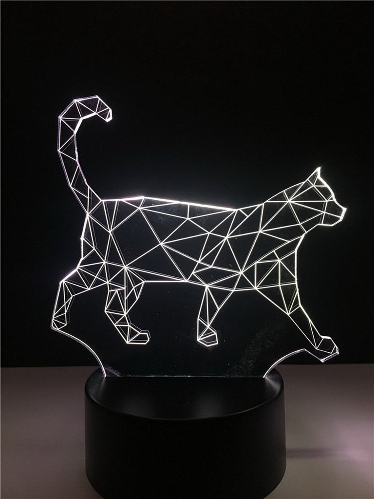 Crack Lava Animal Walking Cat 3D Illusion Lamp Night Light