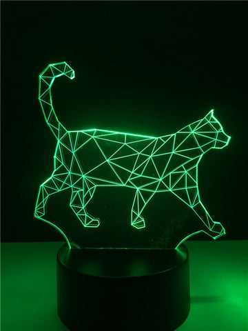 Image of Crack Lava Animal Walking Cat 3D Illusion Lamp Night Light