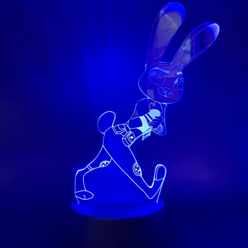 Crazy Animal City Judy 3D Illusion Lamp Night Light