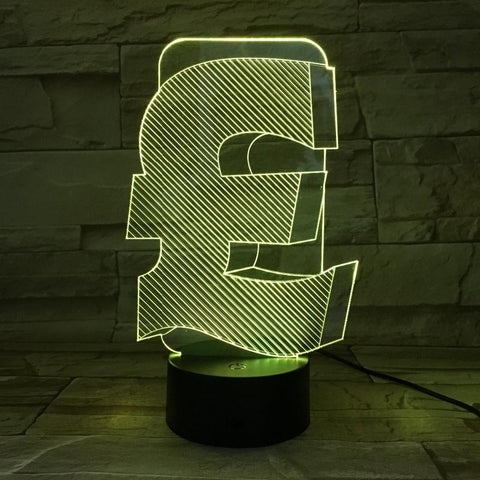 Image of Currency Symbol Euro Indoor Room 3D Illusion Lamp Night Light