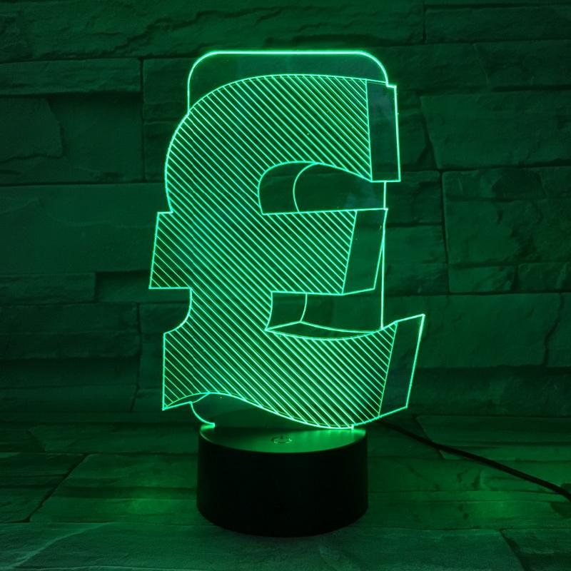 Currency Symbol Euro Indoor Room 3D Illusion Lamp Night Light
