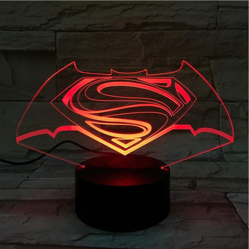 Dc Justice League Superman Batman Logo 3D Illusion Lamp Night Light