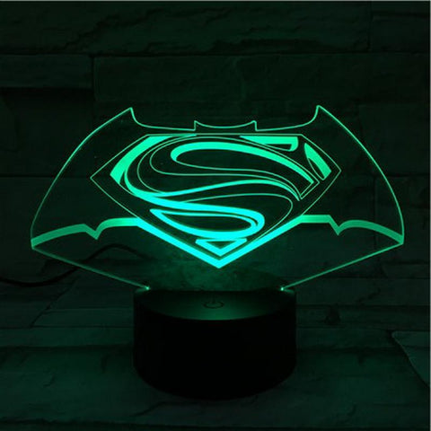 Image of Dc Justice League Superman Batman Logo 3D Illusion Lamp Night Light