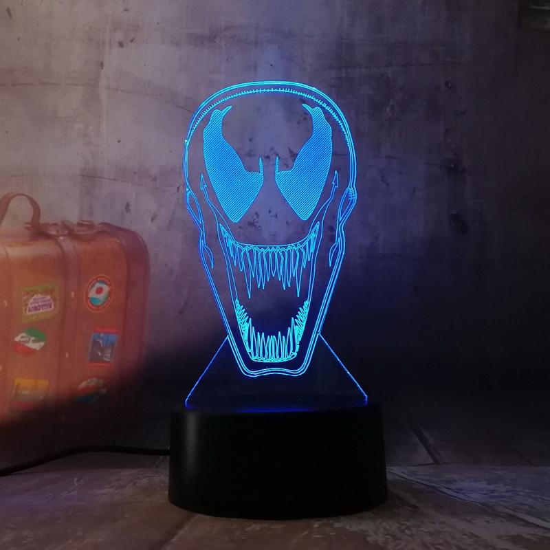 DC Marvel Comics Movie Venom Figure Bed Room 3D Illusion Lamp Night Light