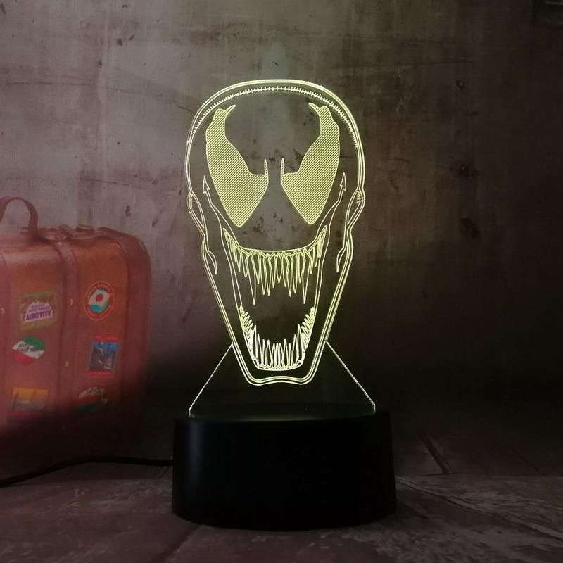 DC Marvel Comics Movie Venom Figure Bed Room 3D Illusion Lamp Night Light