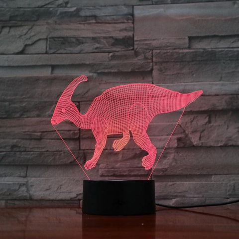 Image of Dinosaur Parasaurolophus Artistic 3D Illusion Lamp Night Light