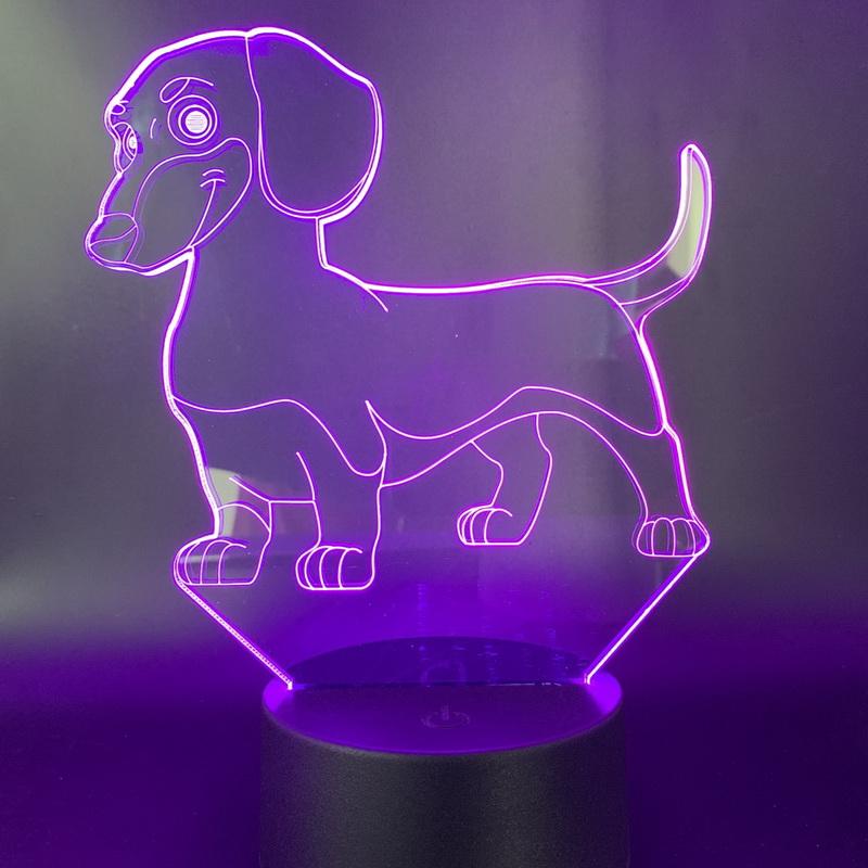 Dog Animal Sensor Room 3D Illusion Lamp Night Light