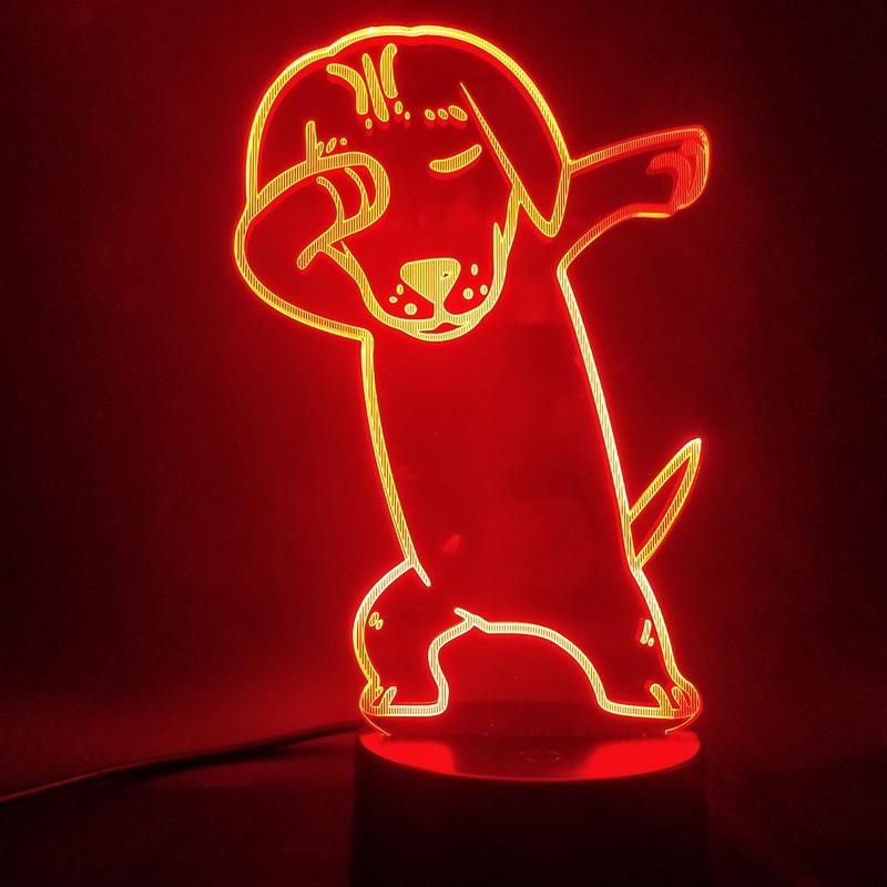 Dog Dabbing 3D Illusion Lamp Night Light