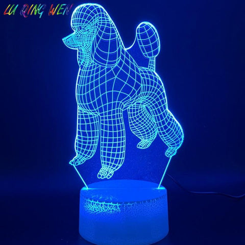 Image of Dog Poodle luminaria 3D Illusion Lamp Night Light
