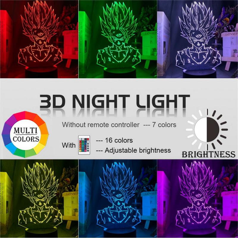 Dragon Ball Z Gohan Figure 3D Illusion Lamp Night Light
