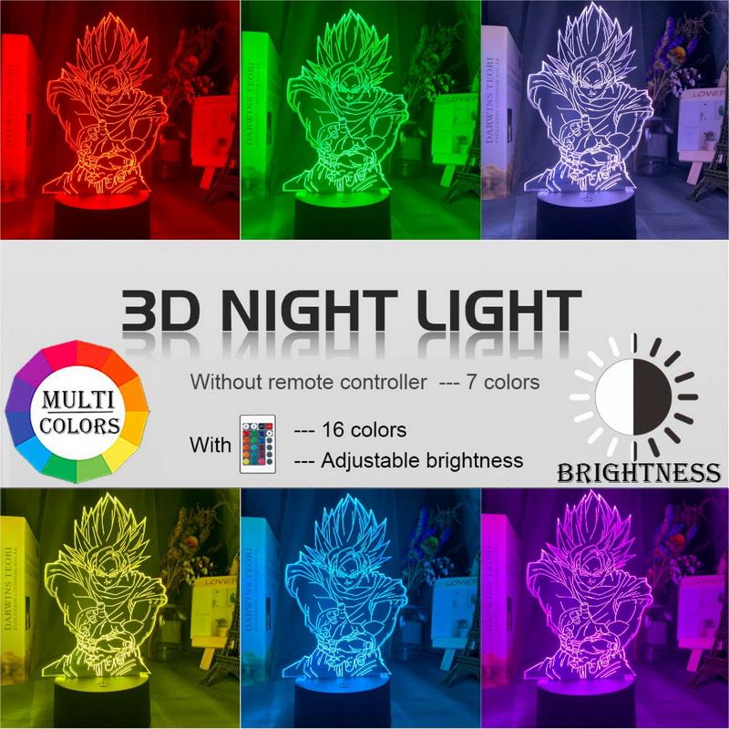 Dragon Ball Z Goku Figure 3D Illusion Lamp Night Light