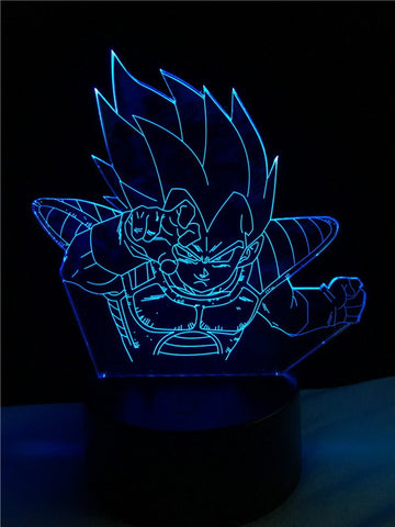 Image of Dragon Ball Z Saiyan Vegeta 3D Illusion Lamp Night Light