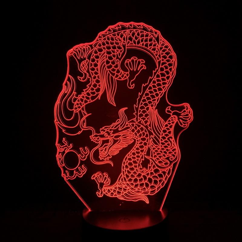 Dragon Chinese Characteristics 3D Illusion Lamp Night Light