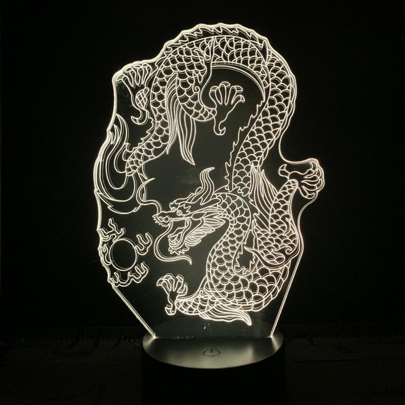 Dragon Chinese Characteristics 3D Illusion Lamp Night Light