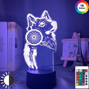 Dreamcatcher Wolf 3D Illusion Lamp Night Light