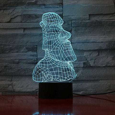 Image of Easter island stone Moai 3D Illusion Lamp Night Light