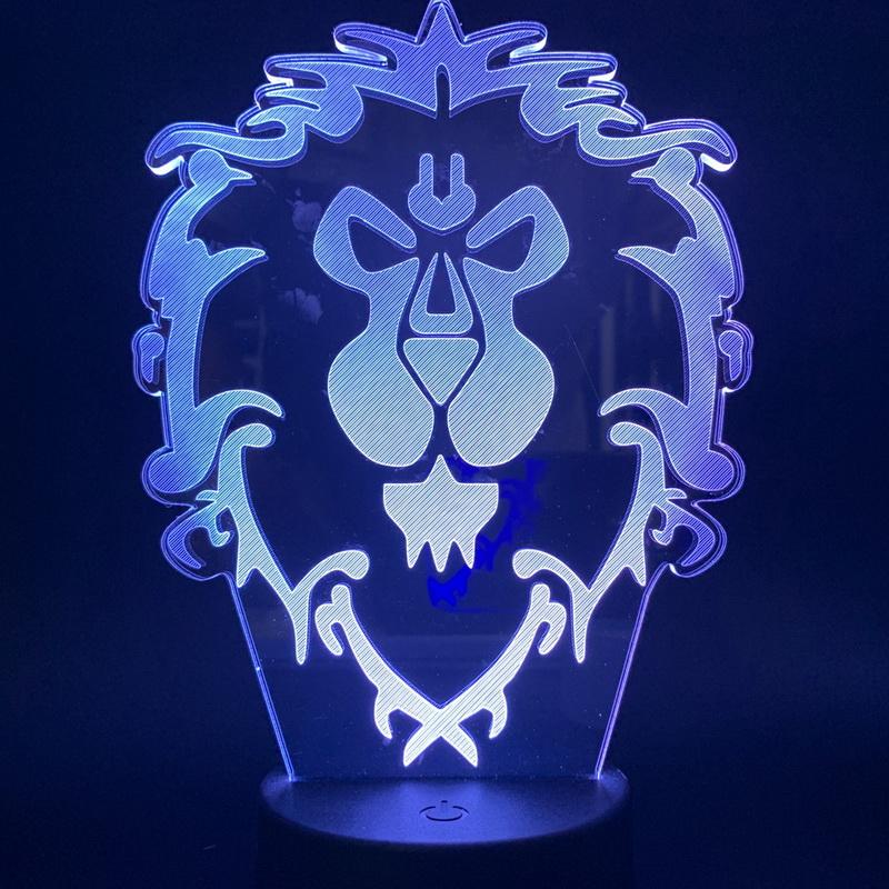 Echaki World of Warcraft Lion Animal 3D Illusion Lamp Night Light