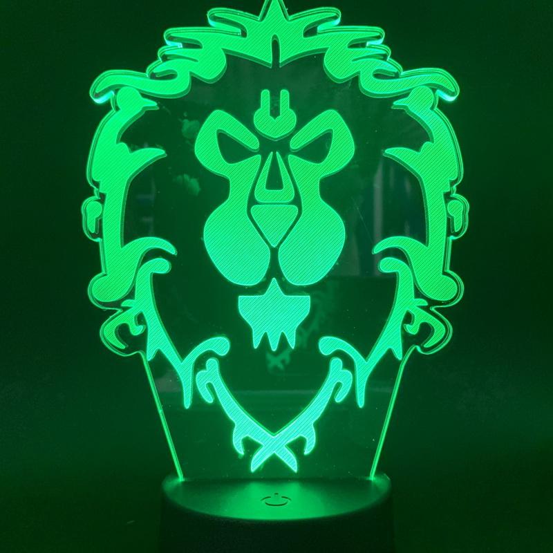 Echaki World of Warcraft Lion Animal 3D Illusion Lamp Night Light