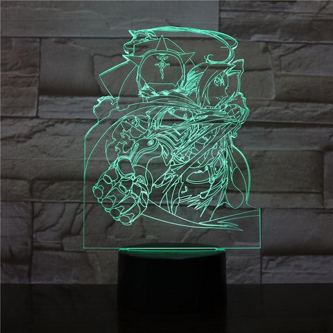 Image of Edward Elric Figure 3D Illusion Lamp Night Light