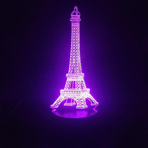 Image of Eiffel Tower France Building Scenic Spot 3D Illusion Lamp Night Light