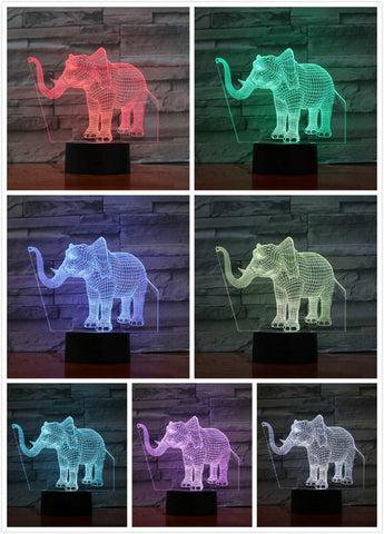 Image of Elephant 3D Illusion Lamp Night Light
