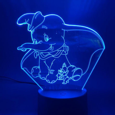 Image of Elephant Dumbo Baby Sensor Room 3D Illusion Lamp Night Light