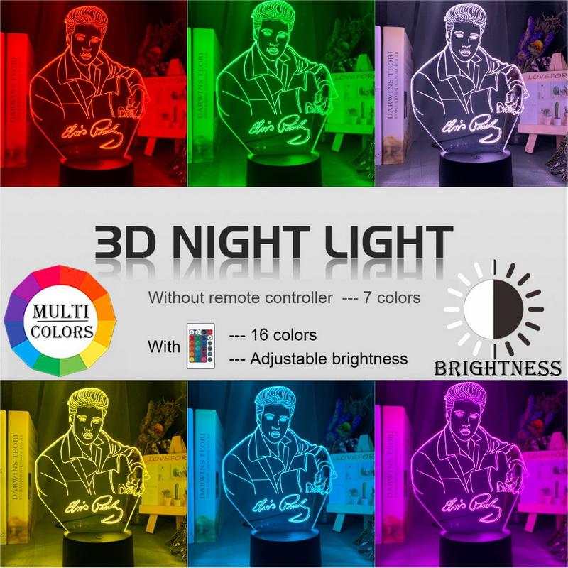 Elvis Presley Figure 3D Illusion Lamp Night Light