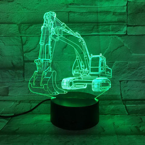 Image of Excavator 3D Illusion Lamp Night Light