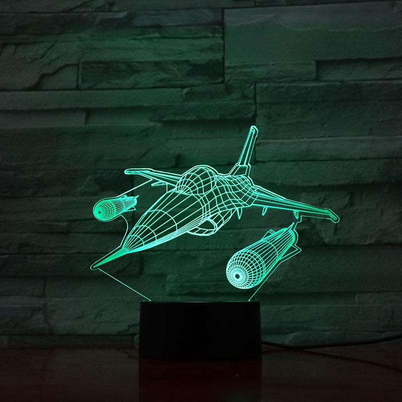 F-16 Fighting Falco Plane Warcraft Model 3D Illusion Lamp Night Light
