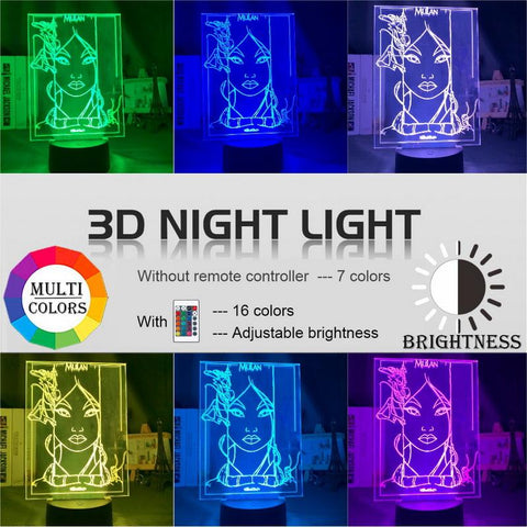 Image of Fa Mulan Mushu Cri-Kee Baby Room 3D Illusion Lamp Night Light