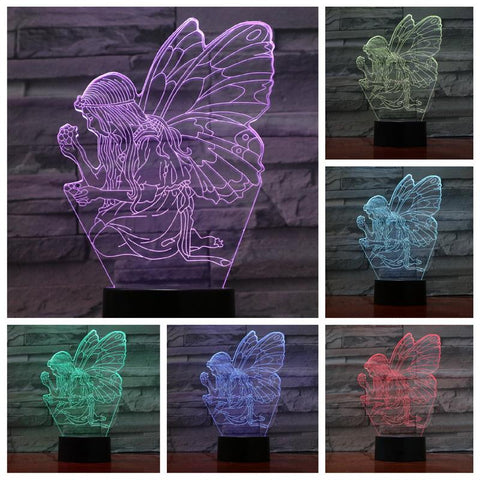 Image of Fairy Butterfly 3D Illusion Lamp Night Light