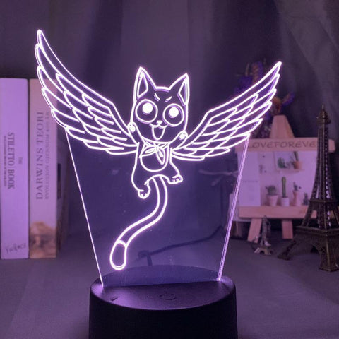 Image of Fairy Tail Cat Happy Fly Figure 3D Illusion Lamp Night Light
