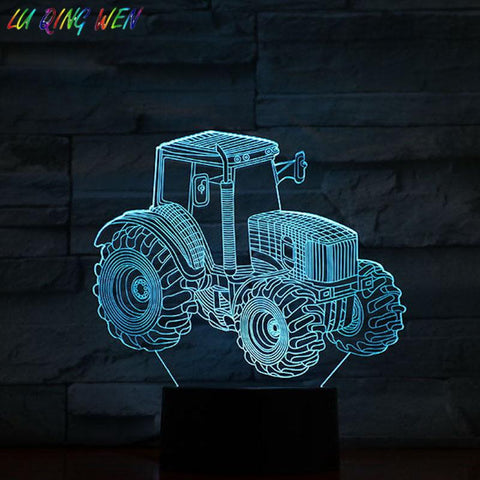 Image of Farm Tractor Kids Child 3D Illusion Lamp Night Light