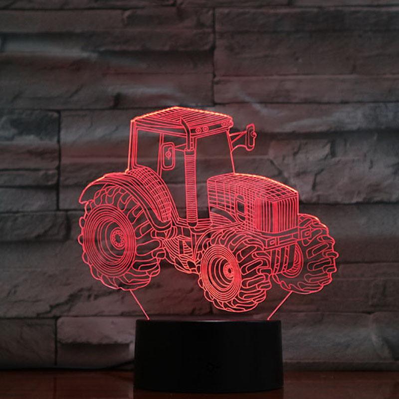 Farm Tractor Kids Child 3D Illusion Lamp Night Light