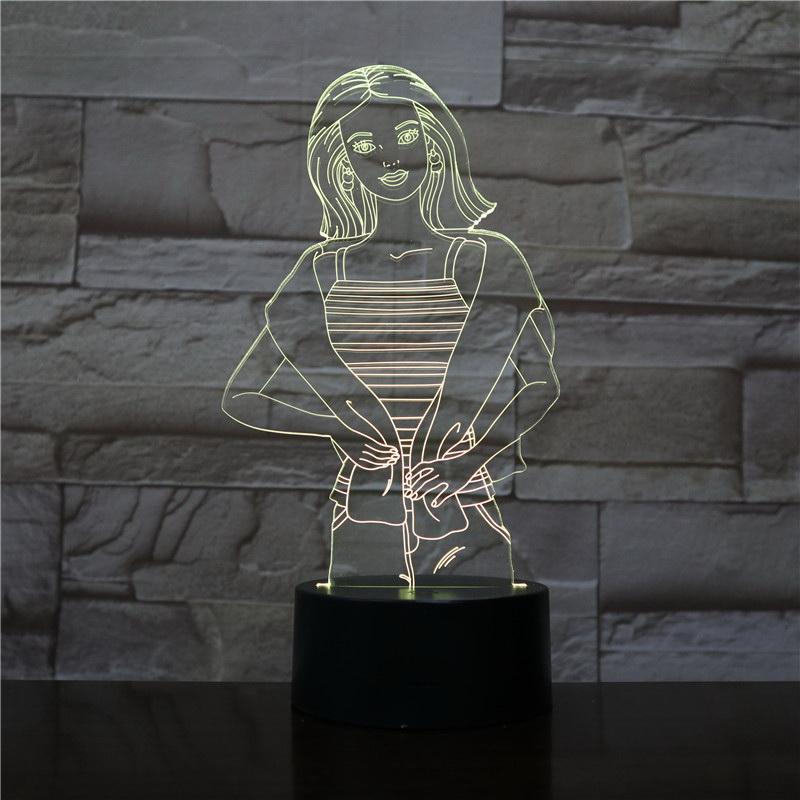 Female Star 3D Illusion Lamp Night Light