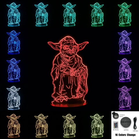 Image of Figure Master Leader Yoda Luminaria 3D Illusion Lamp Night Light