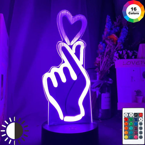 Image of Finger Heart 3D Illusion Lamp Night Light