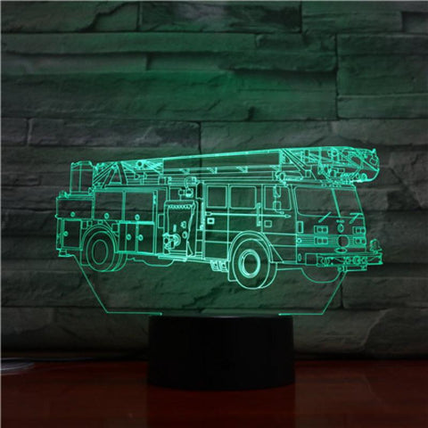 Image of Fire Fighter Car 3D Illusion Lamp Night Light