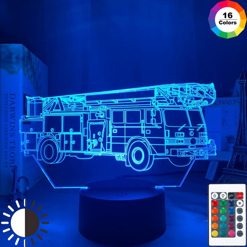 Fire Truck 3D Illusion Lamp Night Light