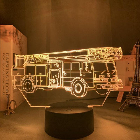 Image of Fire Truck 3D Illusion Lamp Night Light