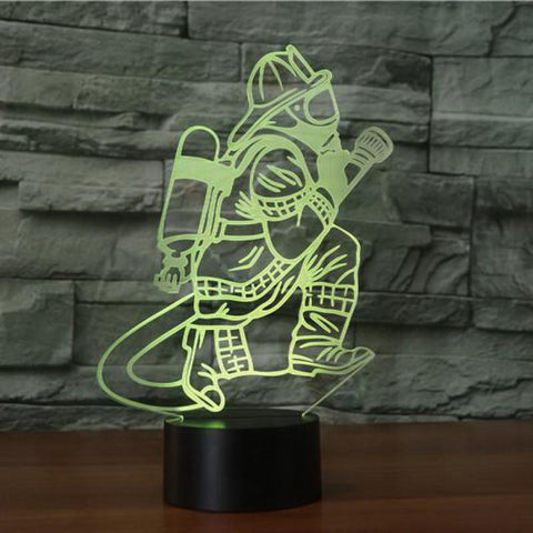 Image of Fireman 3D Illusion Lamp Night Light