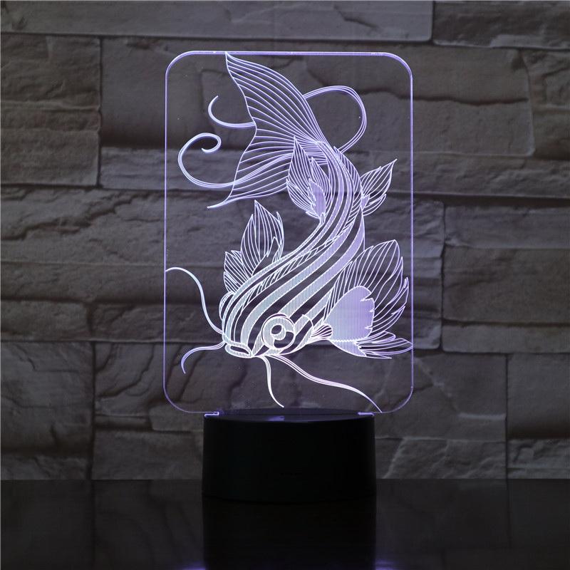 Fish Catfish 3D Illusion Lamp Night Light
