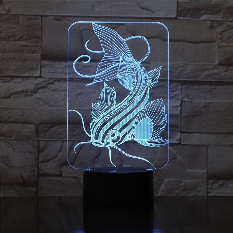 Fish Catfish 3D Illusion Lamp Night Light