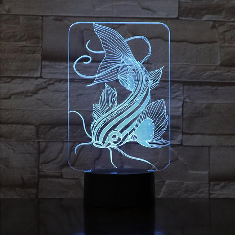 Image of Fish Catfish 3D Illusion Lamp Night Light