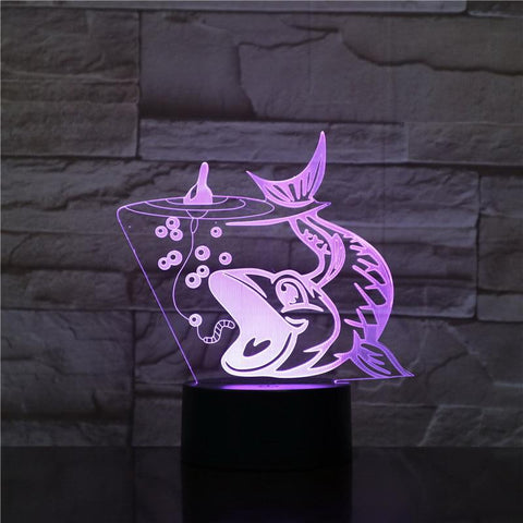 Image of Fish Shape 3D Illusion Lamp Night Light