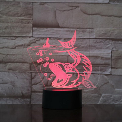 Image of Fish Shape 3D Illusion Lamp Night Light