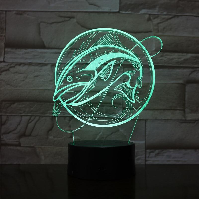 Fishing Fish Shpe 3D Illusion Lamp Night Light