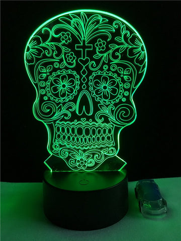 Image of Flower Skull Bulb 3D Illusion Lamp Night Light