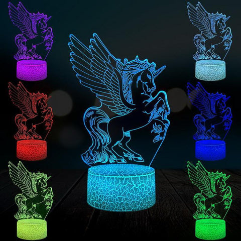 Image of Fly Wing Unicorn 3D Illusion Lamp Night Light